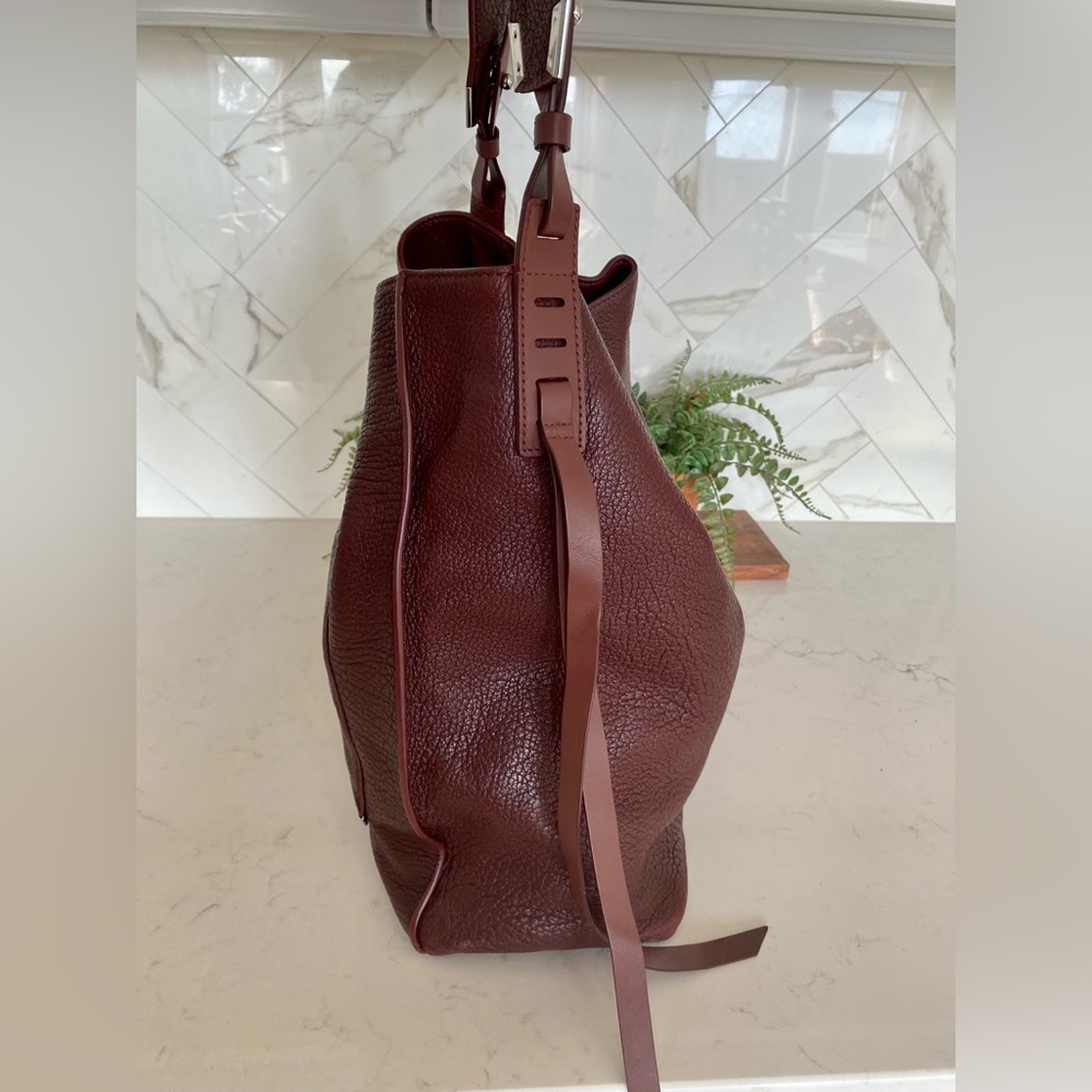 All Saints Burgundy Leather Vincent North Tote Bag - Picture 6 of 13